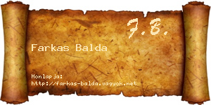 Farkas Balda névjegykártya